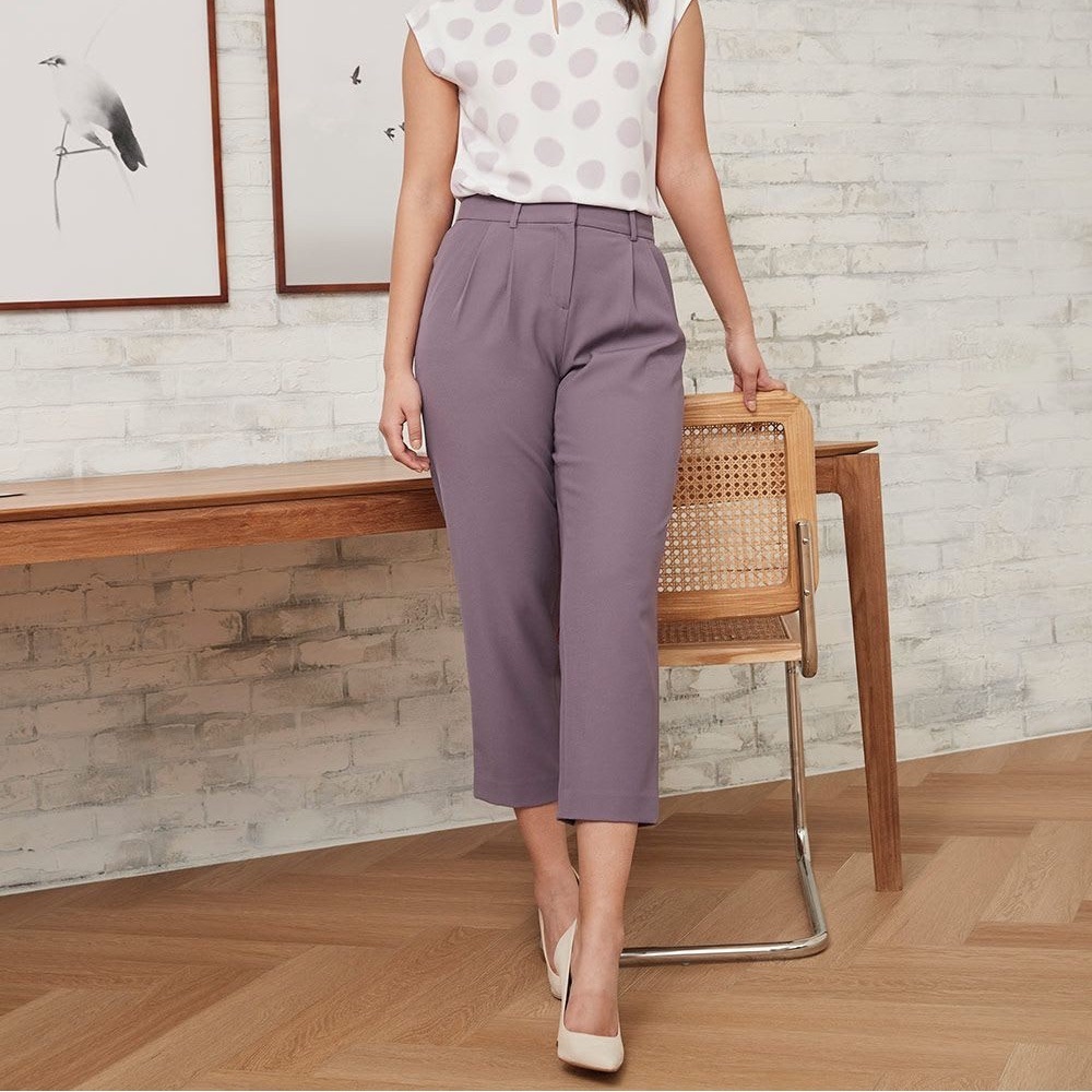 RW&CO Purple High Rise Tapered Ankle Pants Size 4 Small NWT Flowy Pleated